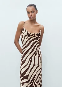 Zebra-print dress with draped neckline