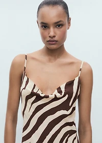 Zebra-print dress with draped neckline