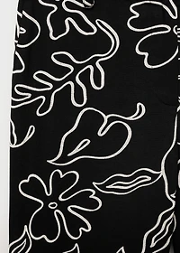 Floral-print linen-blend pants