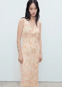 Floral-print draped dress