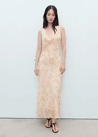 Floral-print draped dress