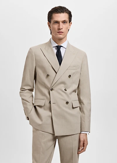 Monaco double-breasted slim-fit suit blazer