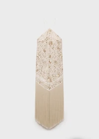 Floral-embroidered dress with fringe detail