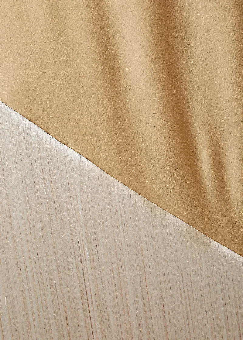 Asymmetrical satin dress with fringes