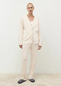 Cotton and wool cardigan with button fasteners