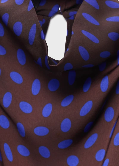 Polka-dot blouse with draped collar