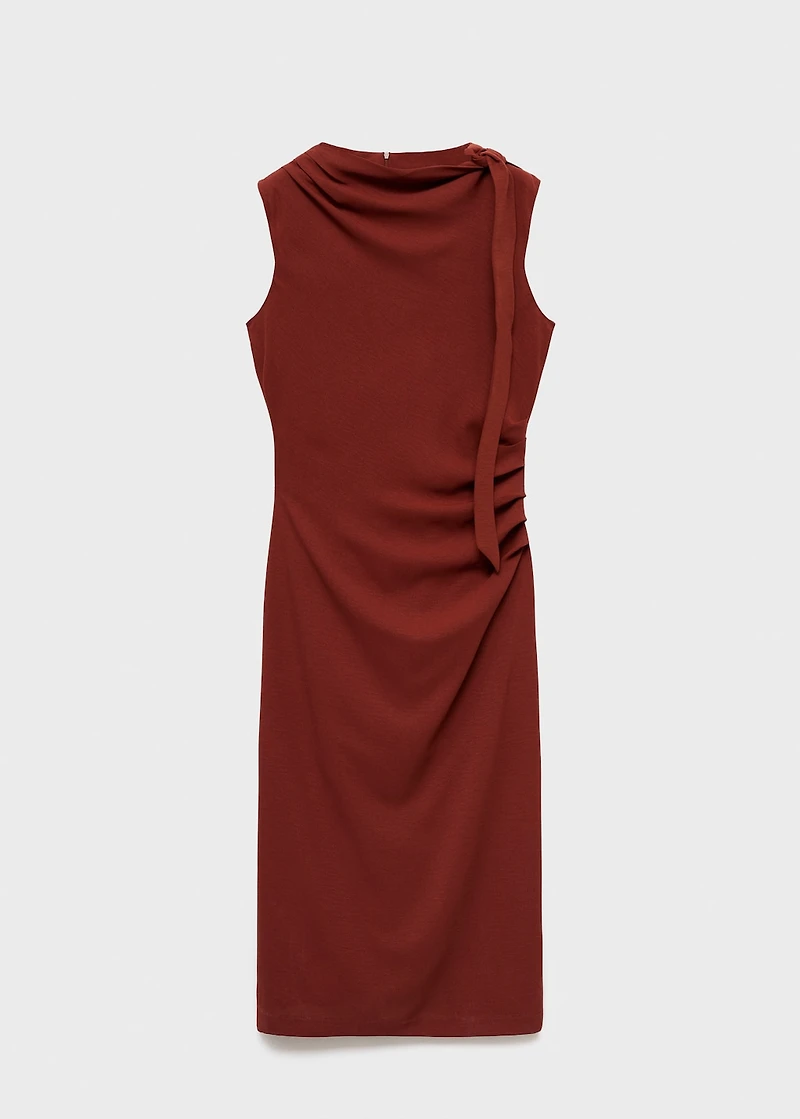 Ruched dress with knot detail