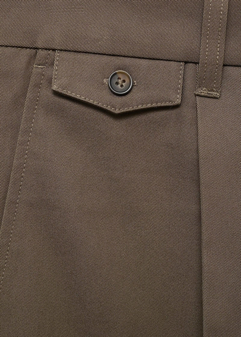 Regular fit pleated cotton pants