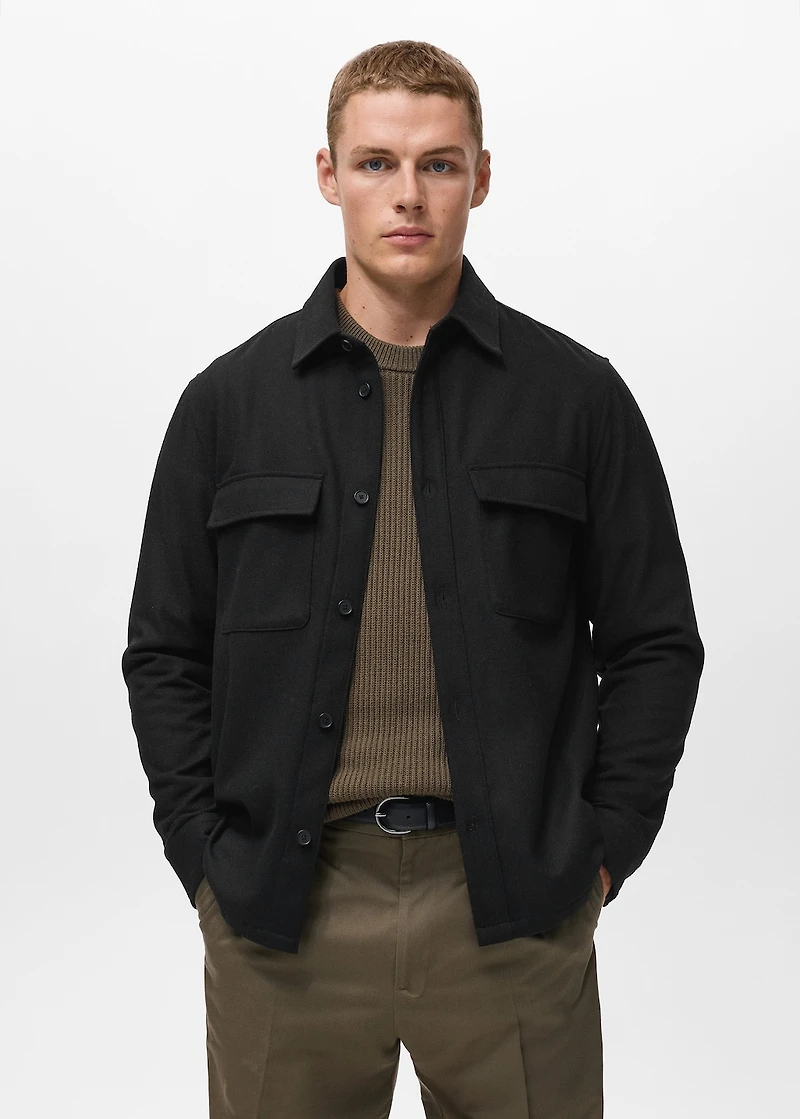 Wool overshirt with pockets