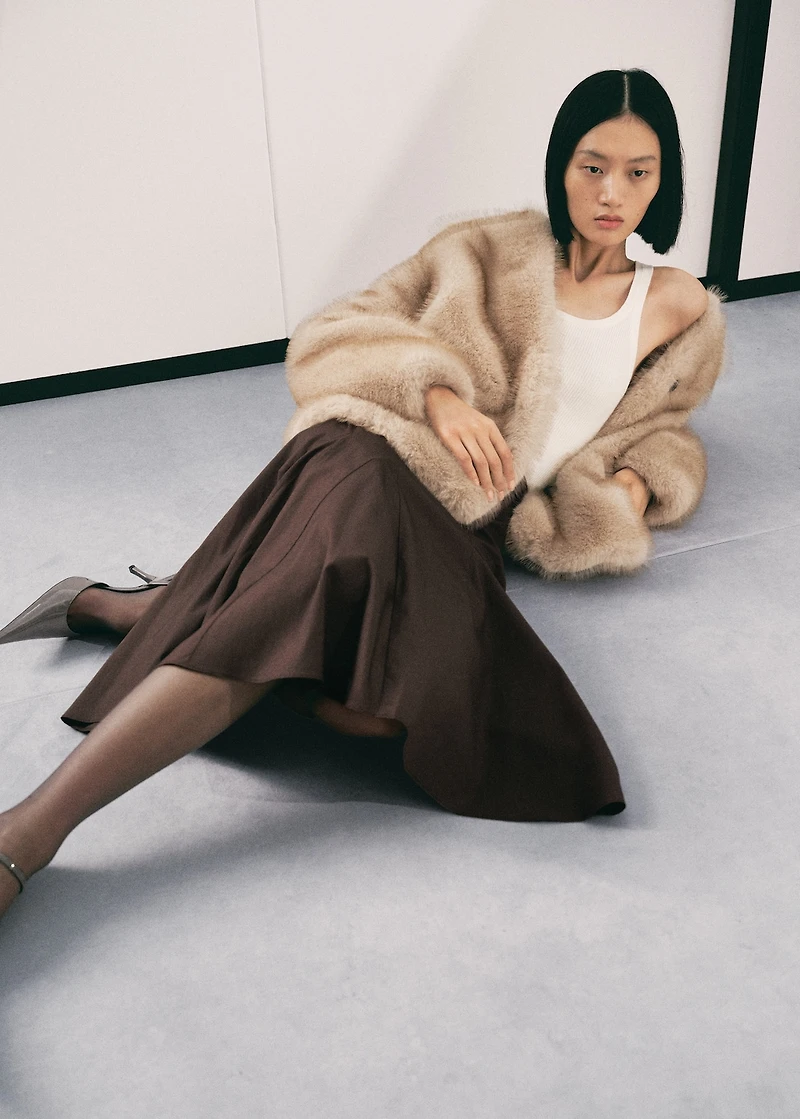 Faux fur jacket with lapels