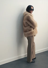 Faux fur jacket with lapels