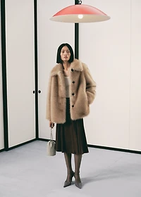 Faux fur jacket with lapels