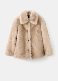 Faux fur jacket with lapels