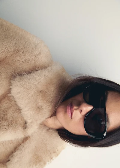 Faux-fur coat with buttons