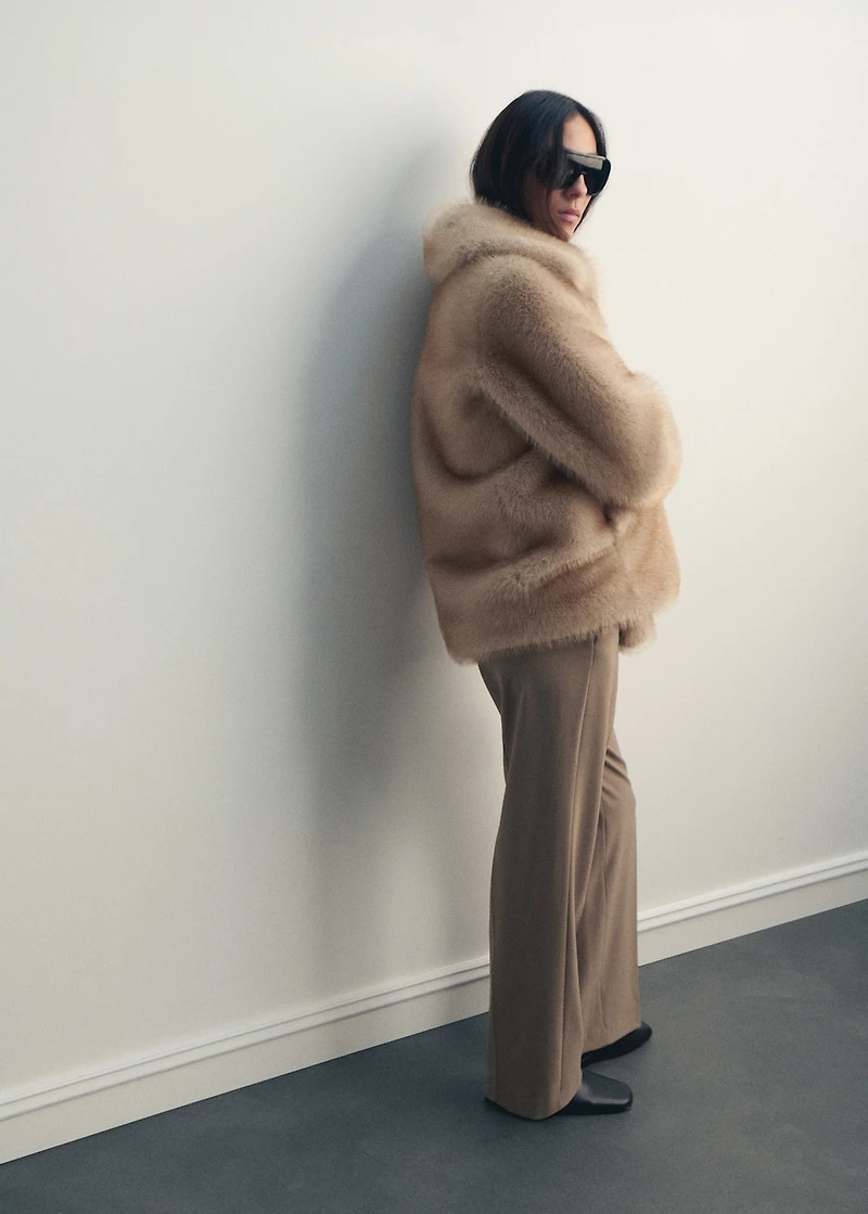 Faux fur jacket with lapels
