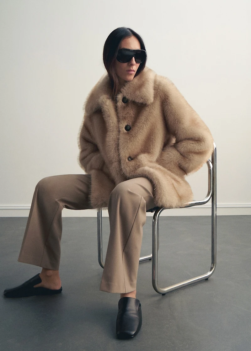 Faux fur jacket with lapels