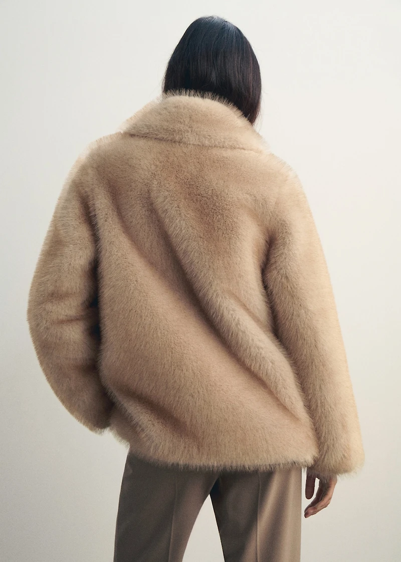 Faux fur jacket with lapels