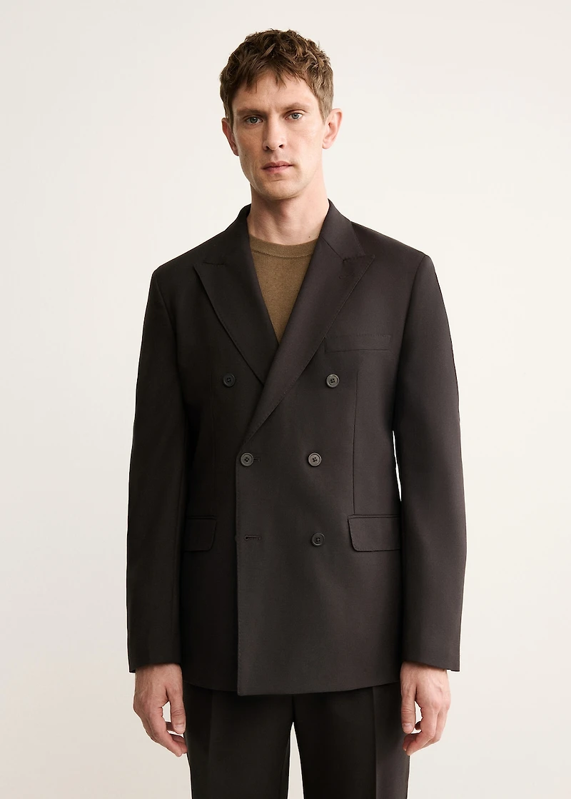 100% Italian wool double-breasted suit jacket