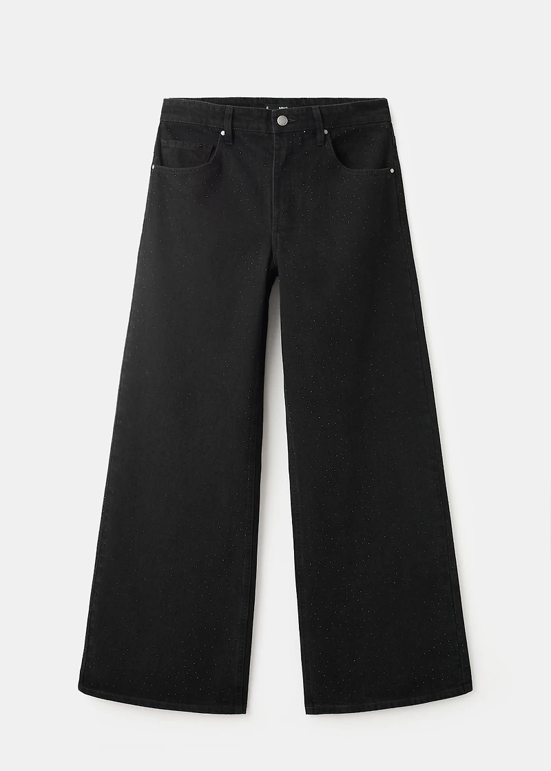 Wide-leg jeans with rhinestones