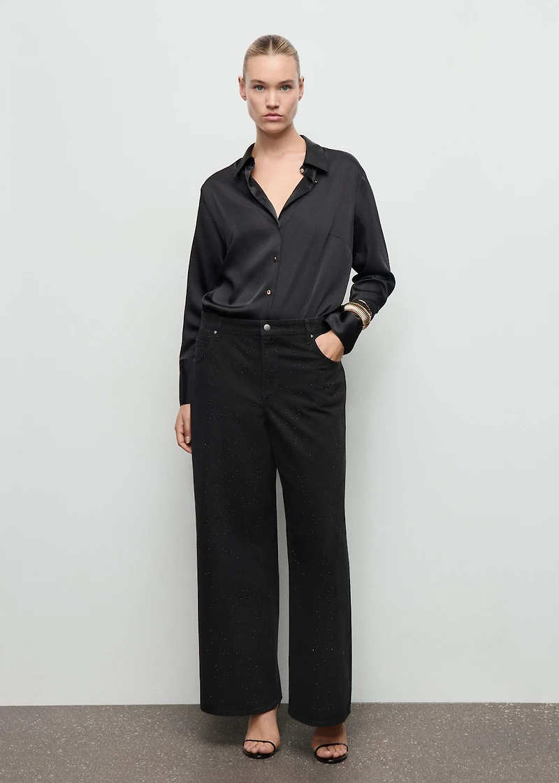 Wide-leg jeans with rhinestones