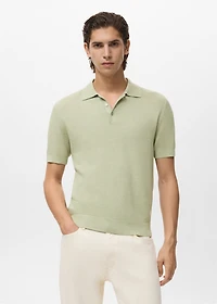 Ribbed knit polo shirt