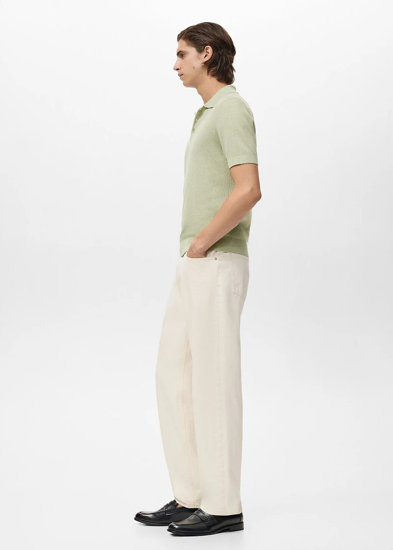 Ribbed knit polo shirt