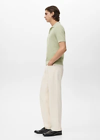 Ribbed knit polo shirt