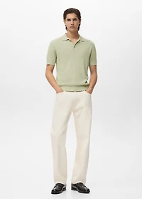 Ribbed knit polo shirt