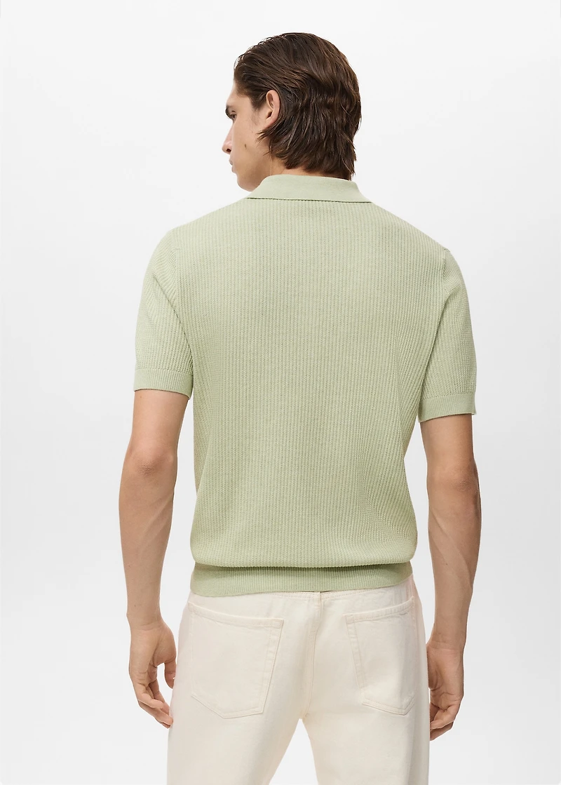Ribbed knit polo shirt