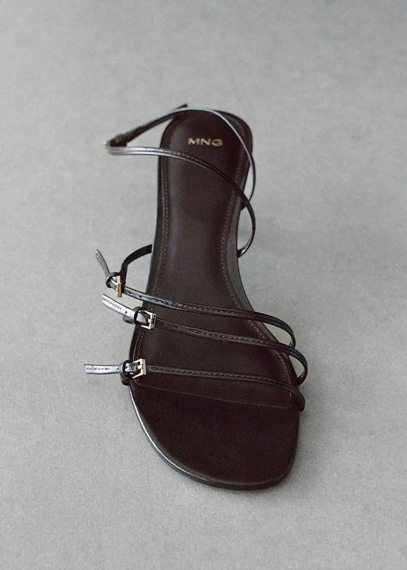 Kitten-heel sandals with buckle