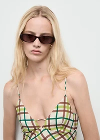 Check neckline dress