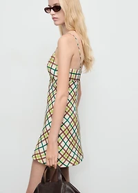 Check neckline dress