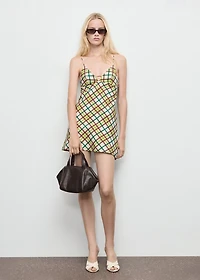 Check neckline dress