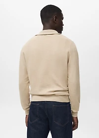 Microstructure sweater with zipper collar