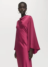 Flared-sleeve satin dress