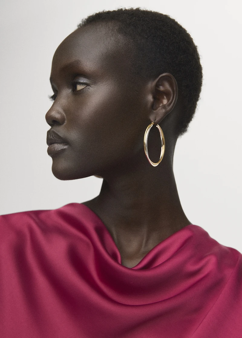 Flared-sleeve satin dress