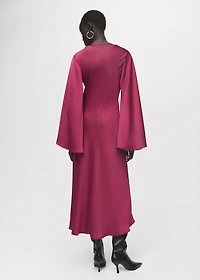 Flared-sleeve satin dress