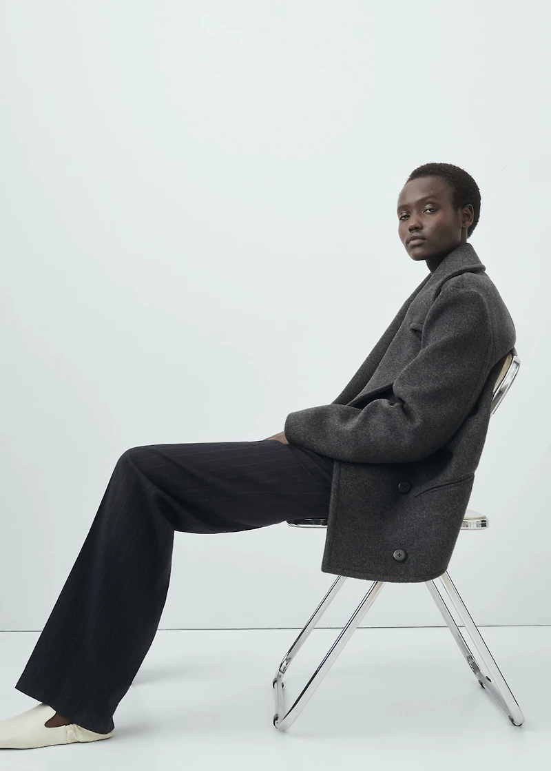 Double-breasted wool coat