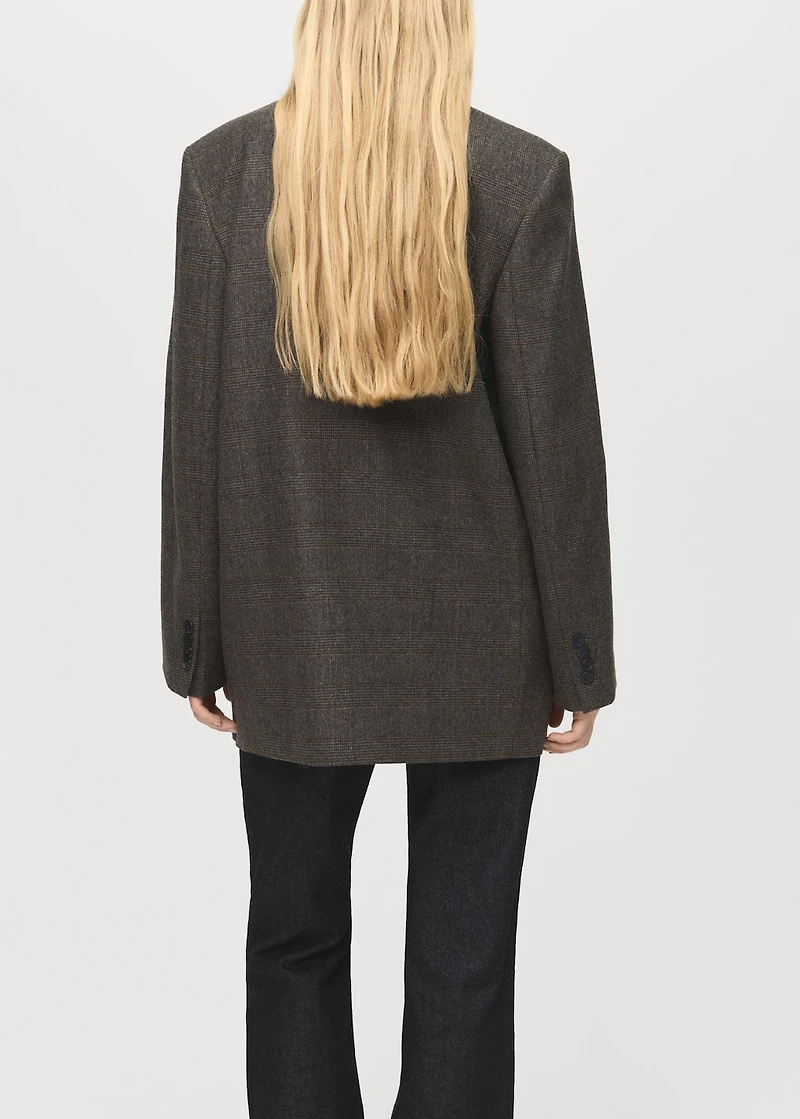 Micro houndstooth wool blazer