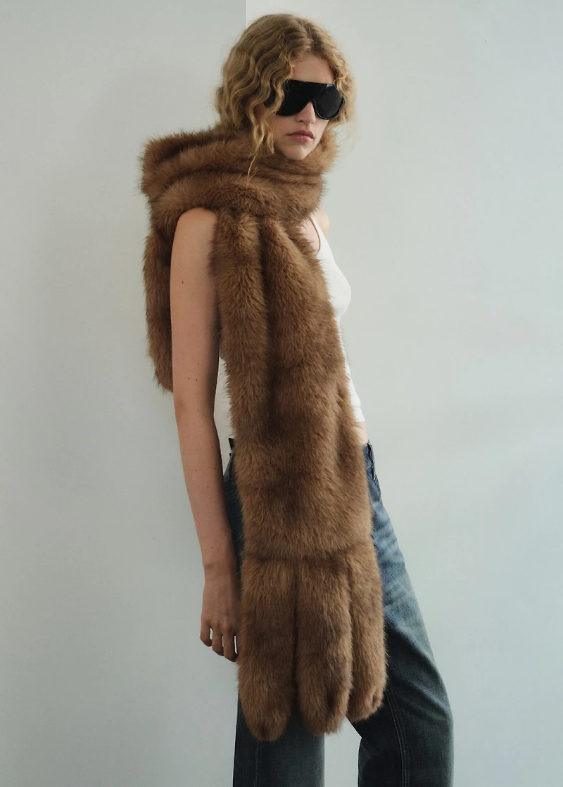 Long faux-fur scarf