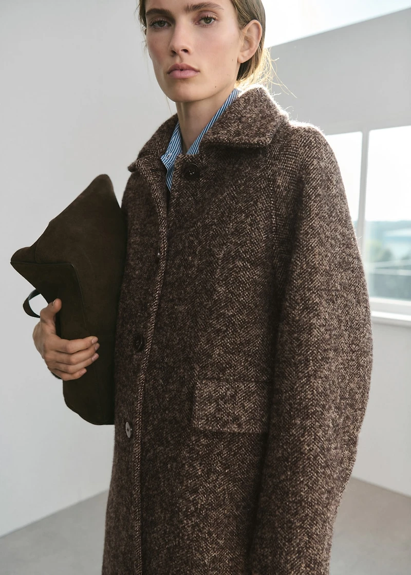 Oversized mottled wool coat