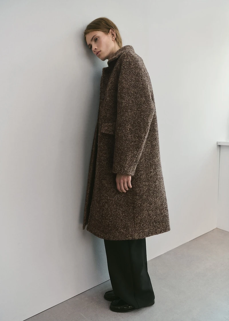 Oversized mottled wool coat
