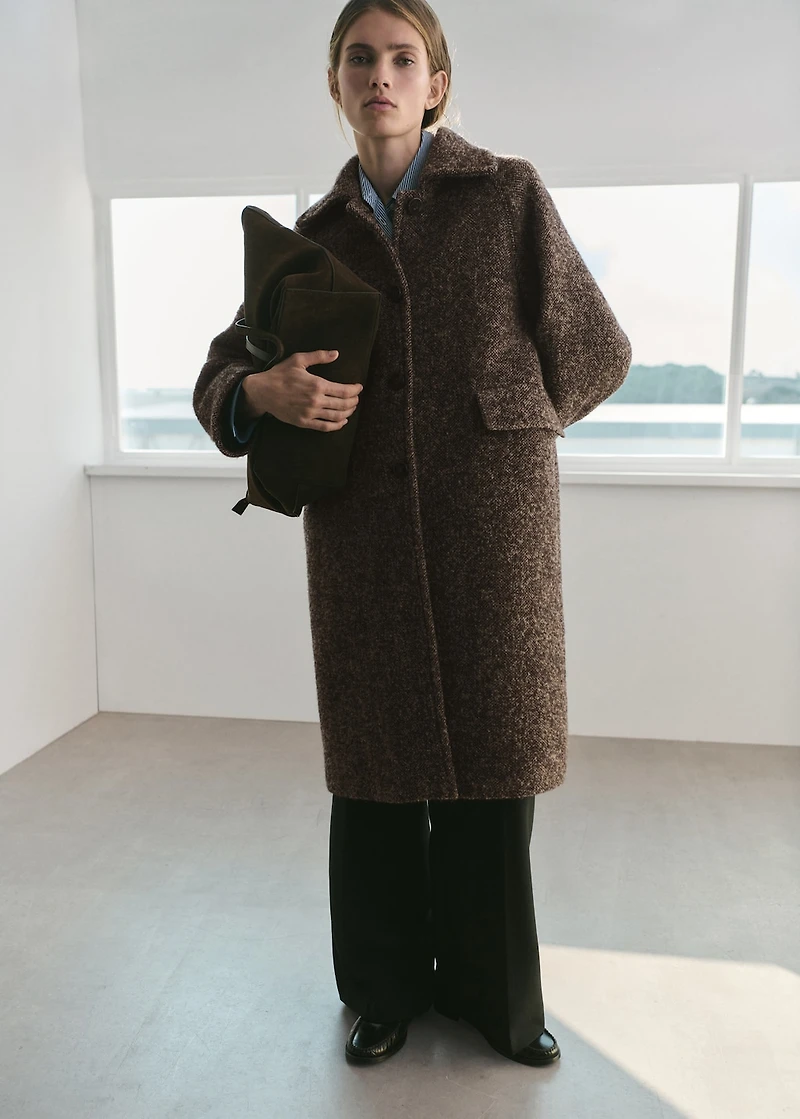 Oversized mottled wool coat