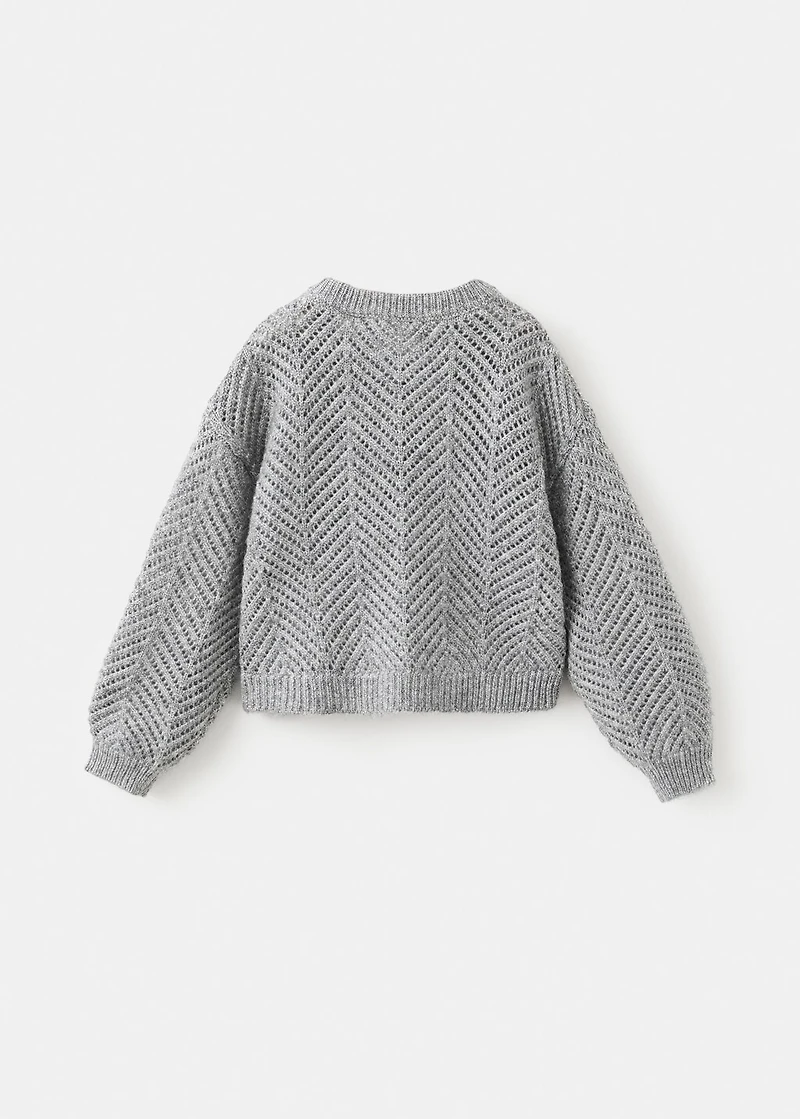 Herringbone-pattern openwork cardigan