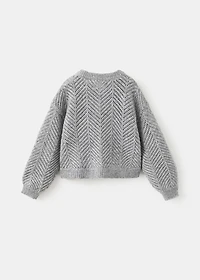 Herringbone-pattern openwork cardigan