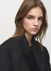 Wool-blend suit jacket with lapels