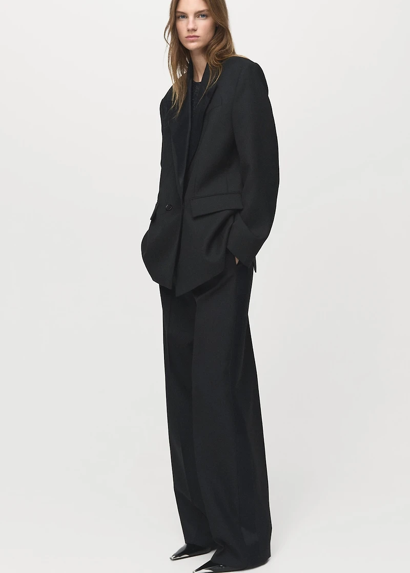 Wool-blend suit jacket with lapels