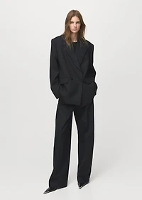 Wool-blend suit jacket with lapels