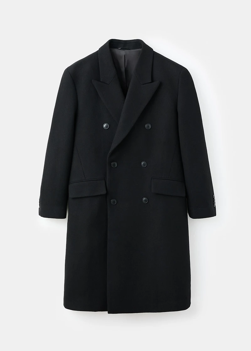 Long double-breasted wool coat