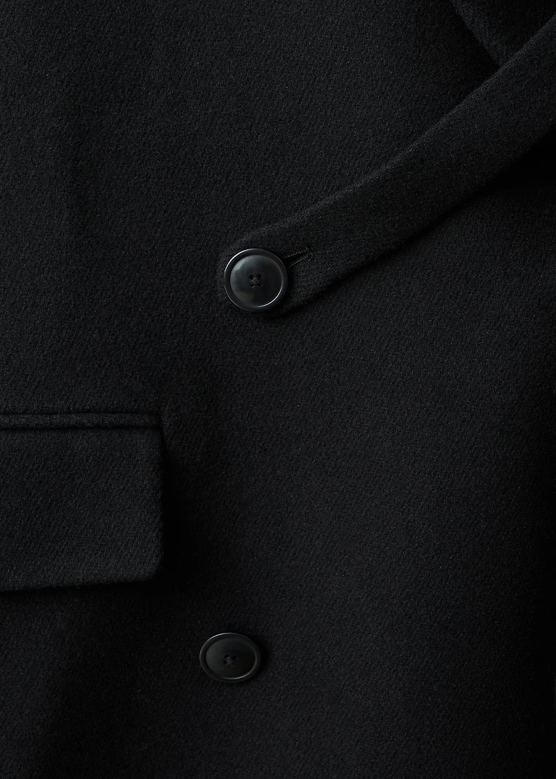 Long double-breasted wool coat
